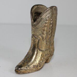 Vintage K.I Silver/Bronze Ornate Cowboy Boot 2 5/8" Tall Made In Occupied Japan